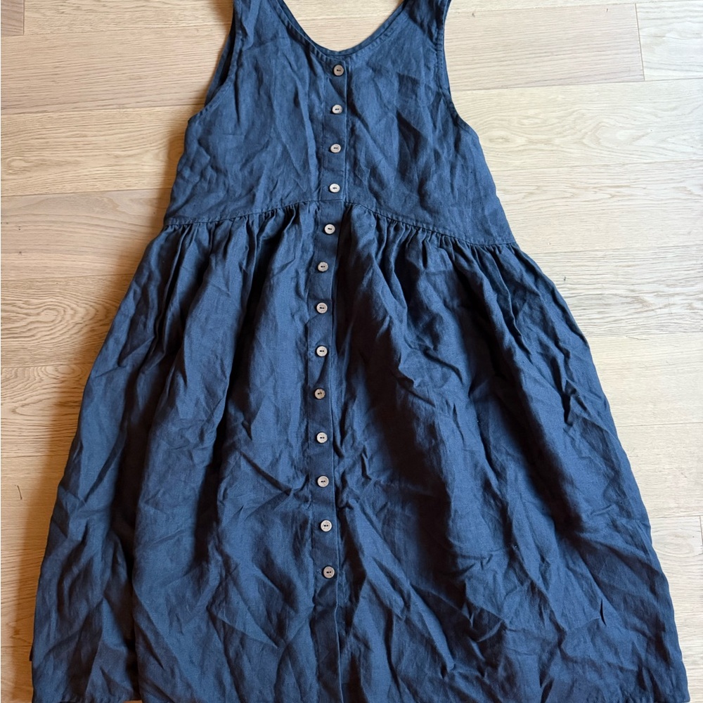 notPERFECTLINEN Dark Gray Linen Dress